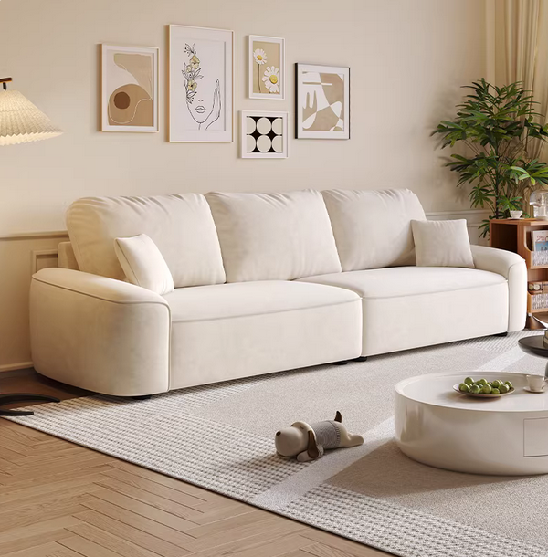  斯澜迪奶油风高级绒布艺沙发